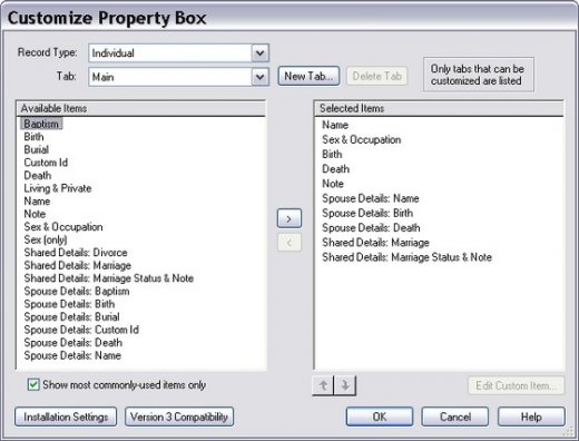 Customize the Property Box
