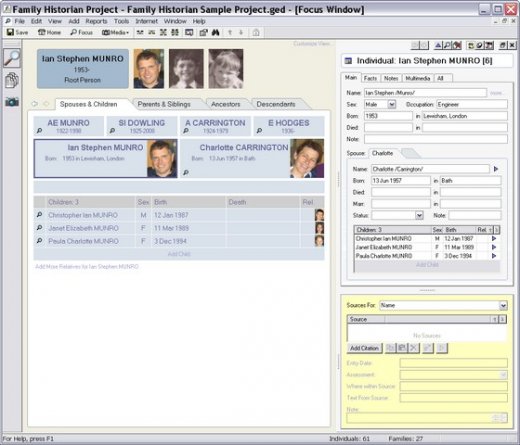 Focus Window - Spouses & Children