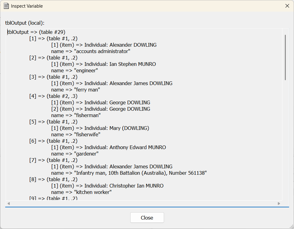 Inspect Variable Window